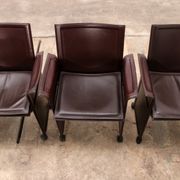 Tito Agnoli for Matteo Grassi leather dining table and six chairs