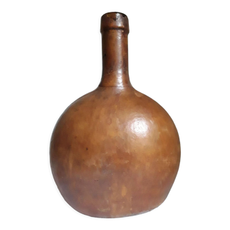 Old Spanish glass and leather bottle