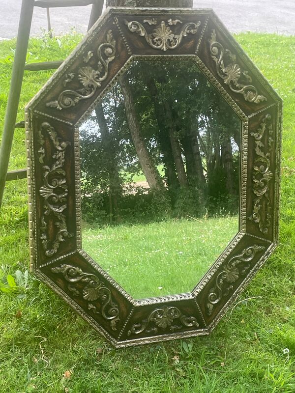 Grand miroir hoctogonale conception création artisanale décoration