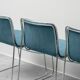 Set of 4 vintage metal and blue fabric chairs, 1970s modernist