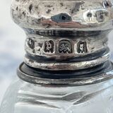 Flacon à parfum, sel, argent, verre gravé, 1908, poinçons argent anglais