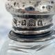 Perfume bottle, salt, silver, engraved glass, 1908, English silver hallmarks