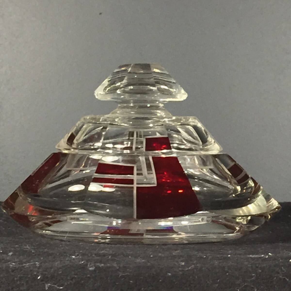 ART DECO modernist red Bohemian glass box, circa 1930