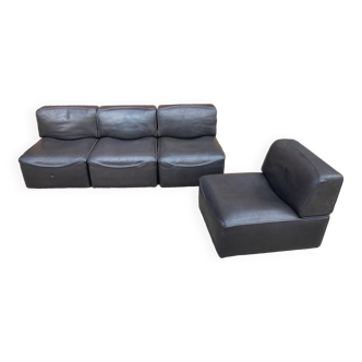 Set of 4 DS15 De Sede low chairs
