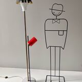 Lampadaire expérimental rare en laiton, aluminium et verre par Arredoluce, Italie