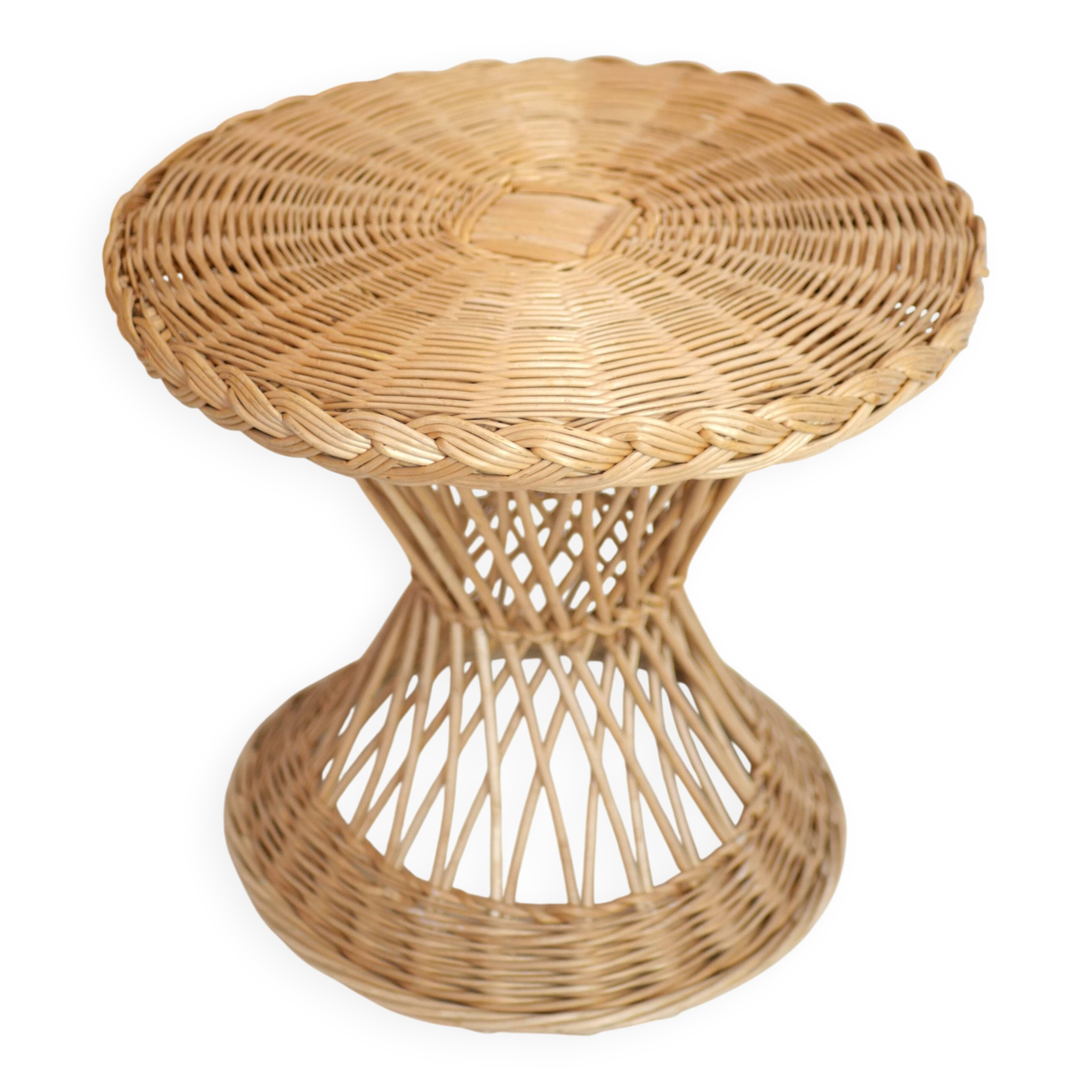 Table d'appoint vintage en osier