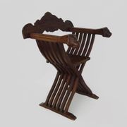 Vintage Savonarola chair with lion head, wood, Italy, 1950s