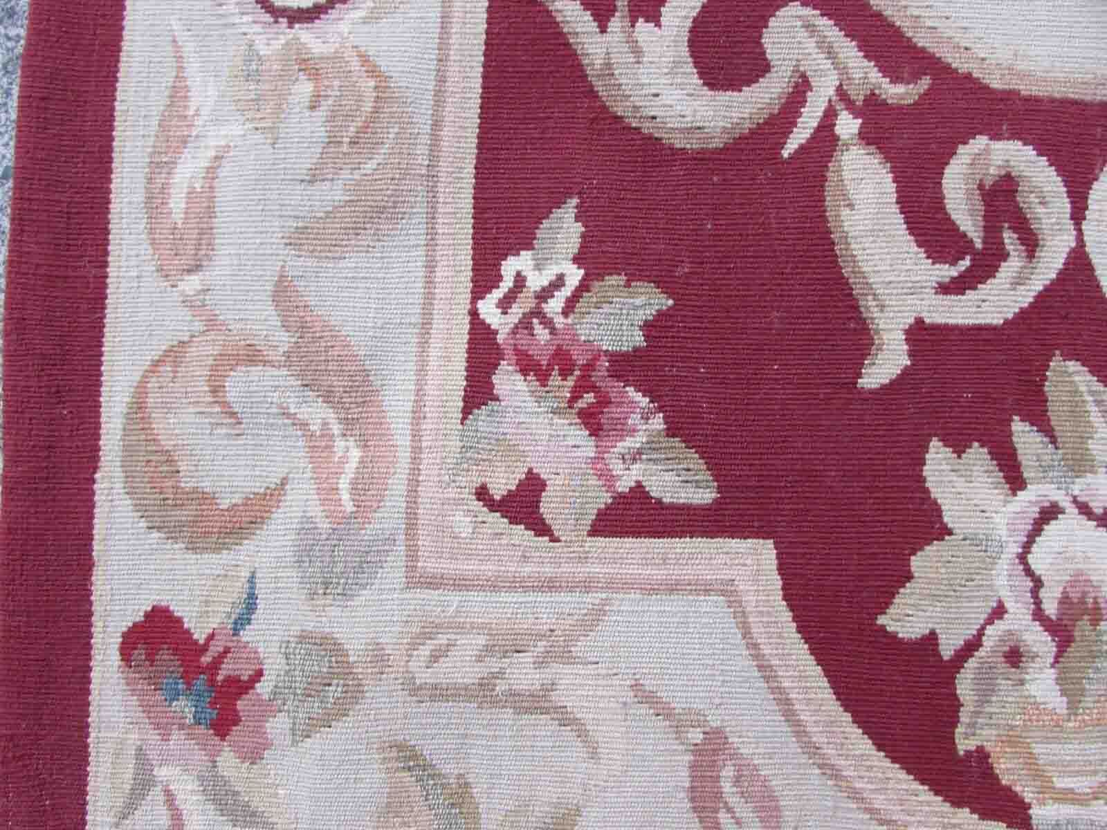 Vintage French carpet Aubusson handmade 79cm x 145cm 1970s