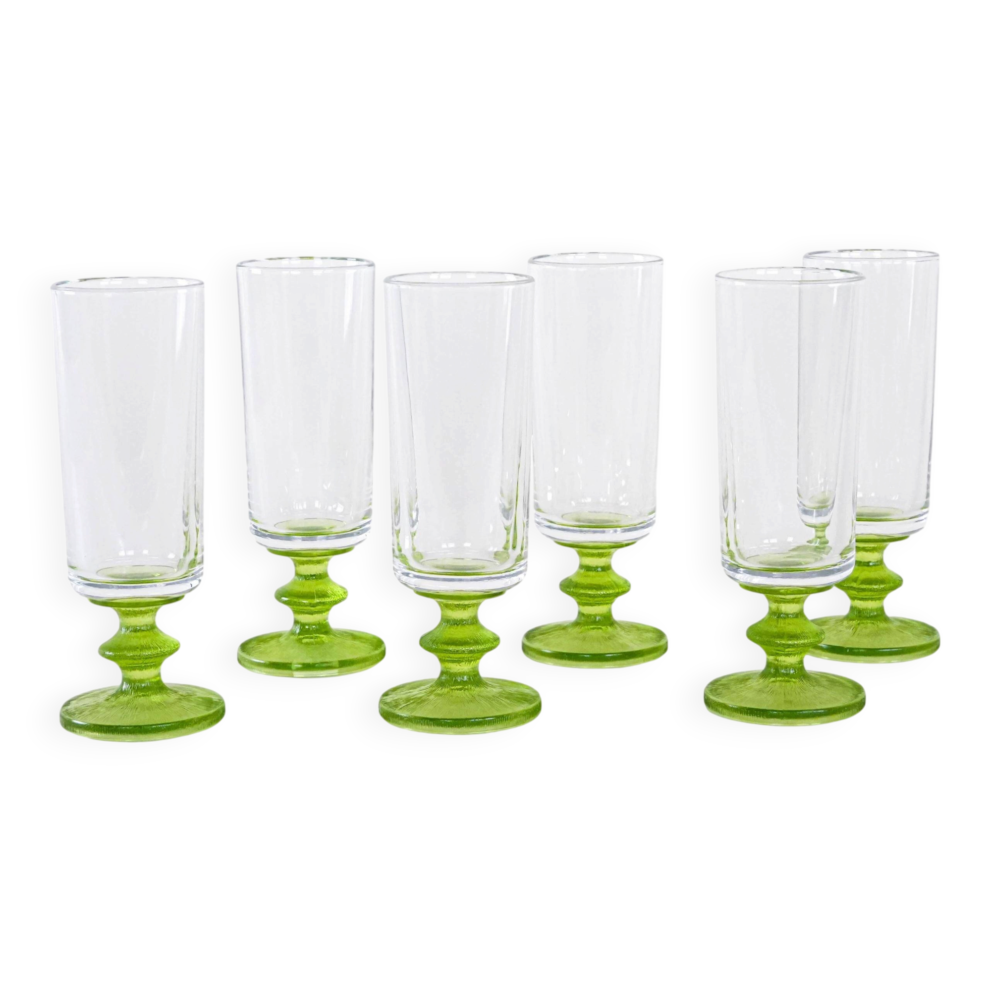 Set of six glasses, Italian design, 1970s, made in Italy