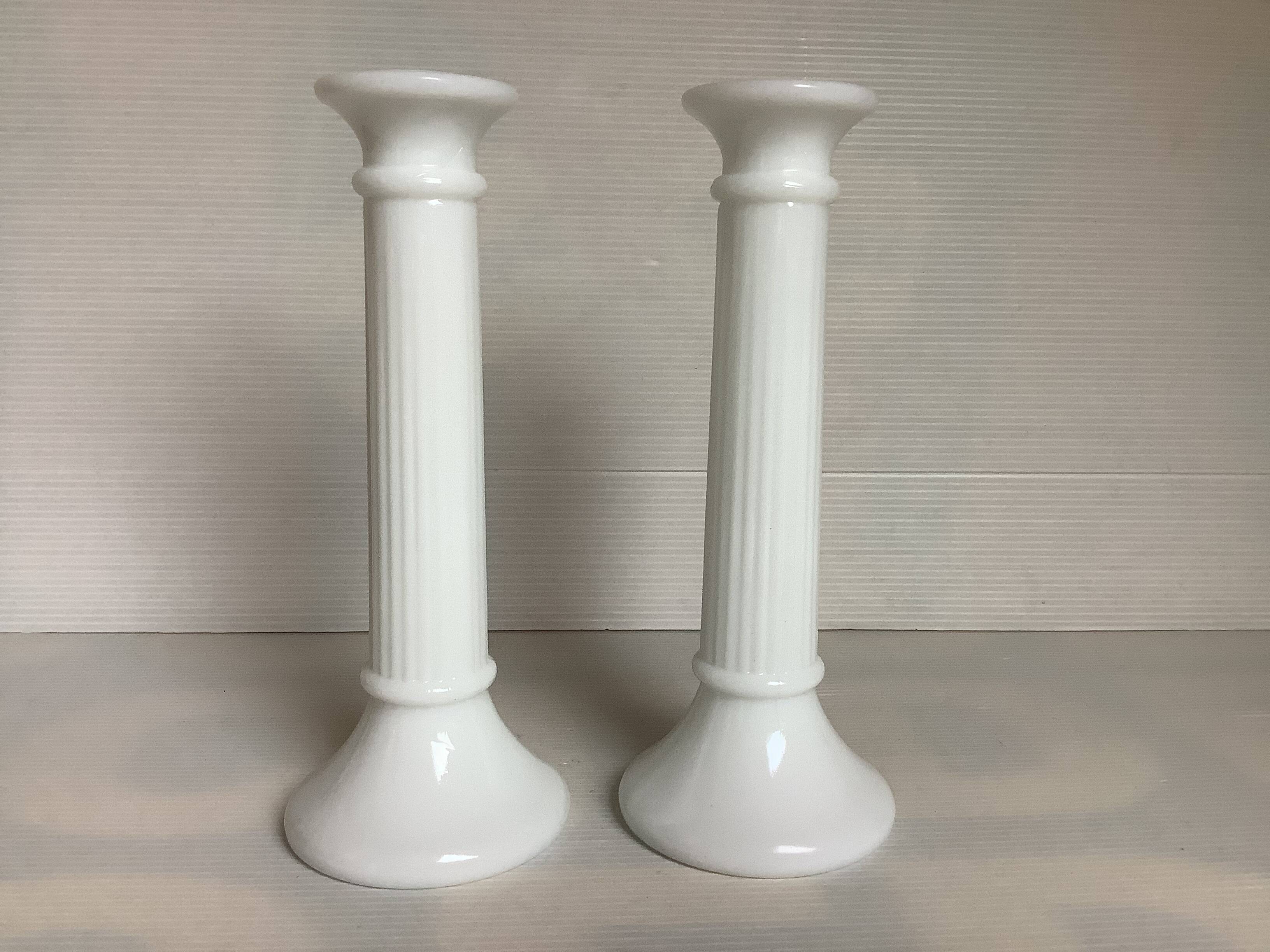 Pair of old opaline candlesticks Germany