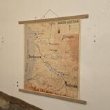 Old school geography map 1960 Atlantic Mediterranean coast