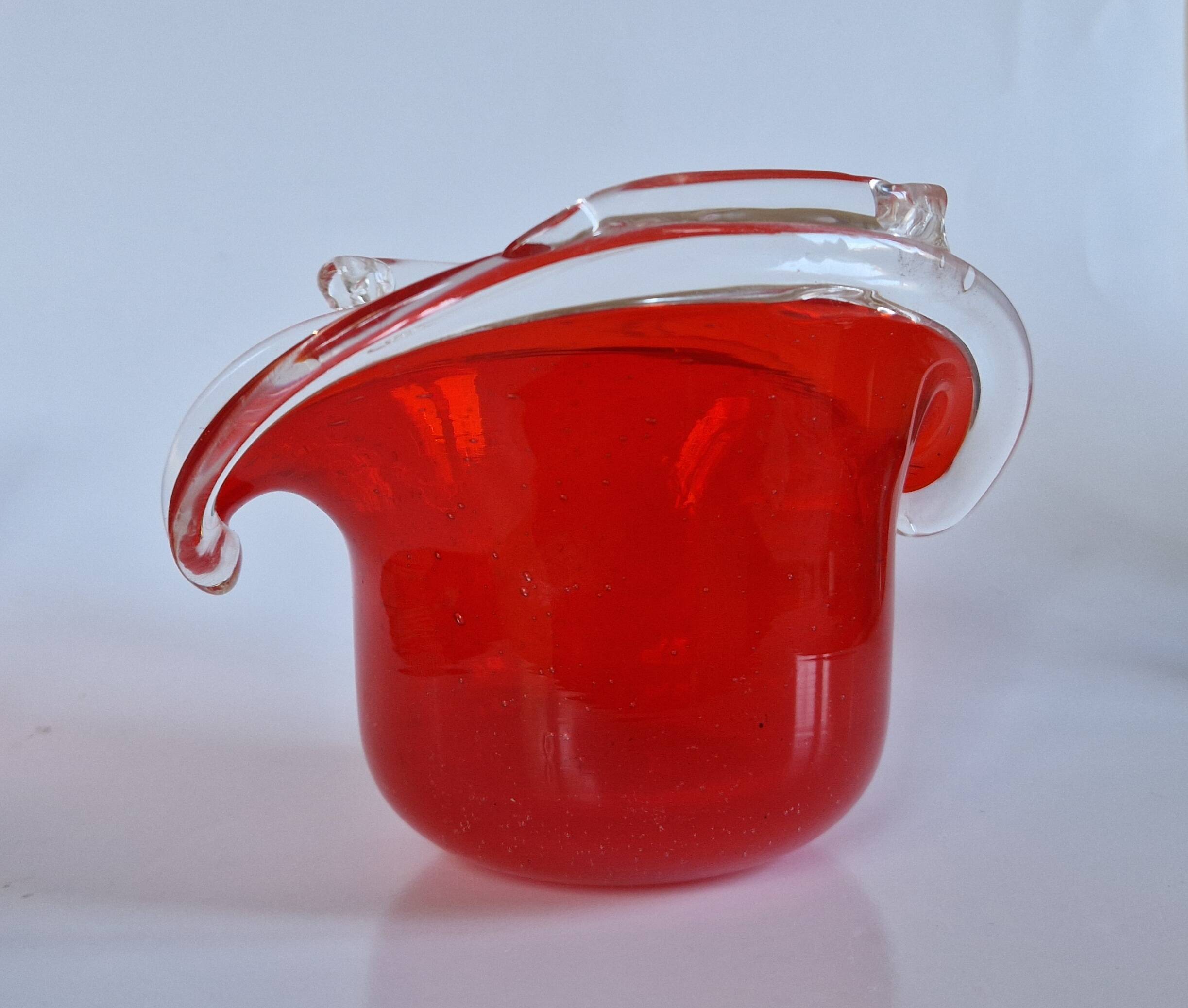 Vintage red Murano glass bowl Italy
