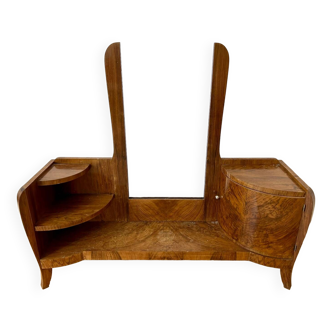 Art deco dressing table / psyche in walnut burl (1930)