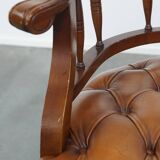 Leather and Wood Chesterfield Office Chair in English Style