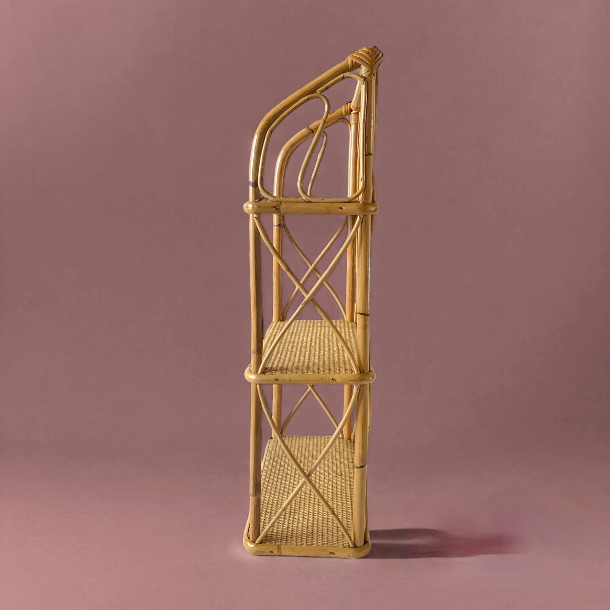 Vintage bamboo and rattan shelf