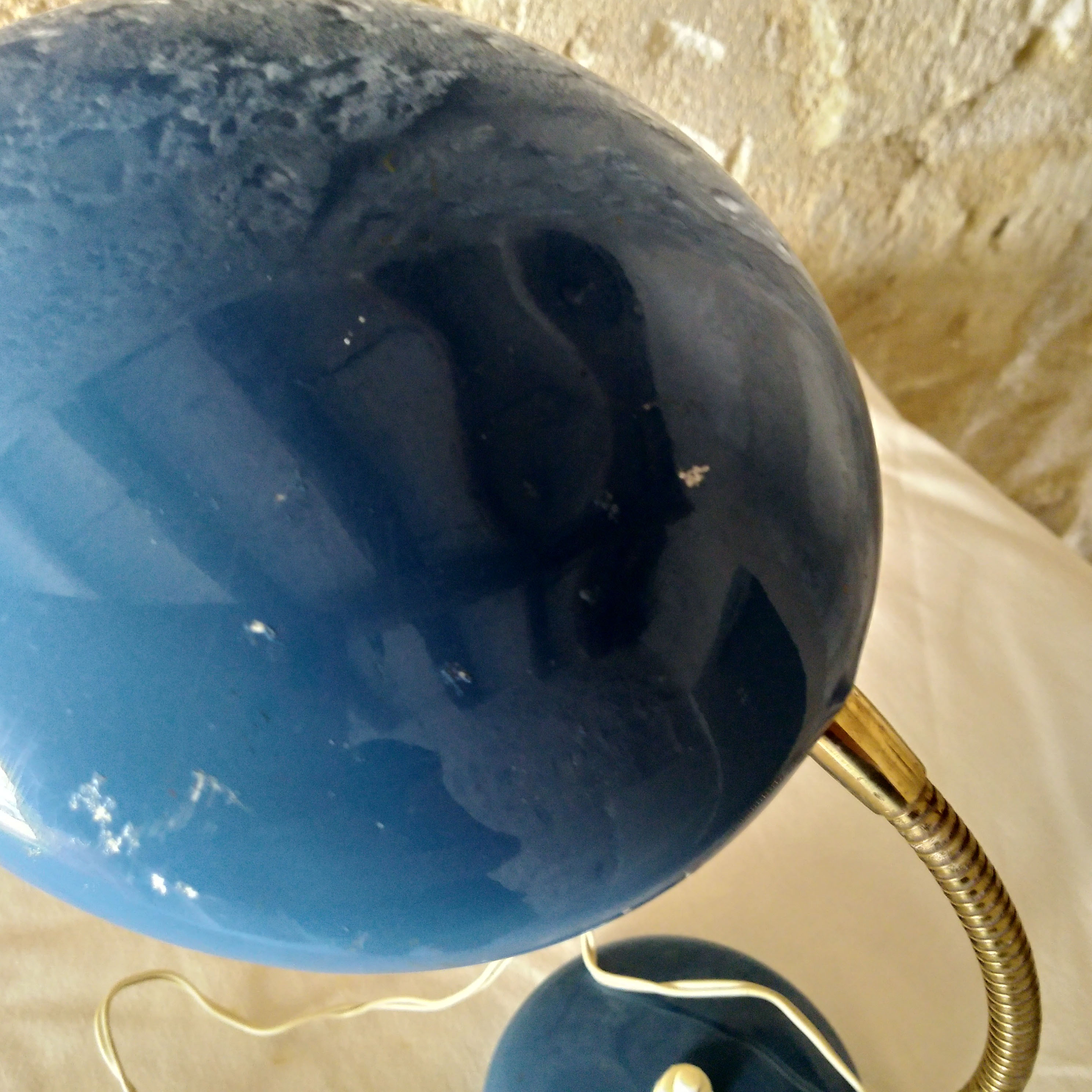 Italian blue metal desk lamp 1960