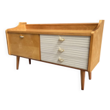 Lowboard, white skai fronts on the drawers 1960s