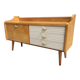 Low sideboard, white leatherette drawer fronts, 1960s