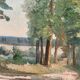 Grand paysage vert, peinture à l'huile
