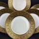 6 Limoges F Legrand plates with black and fine gold decoration, 18.5 cm