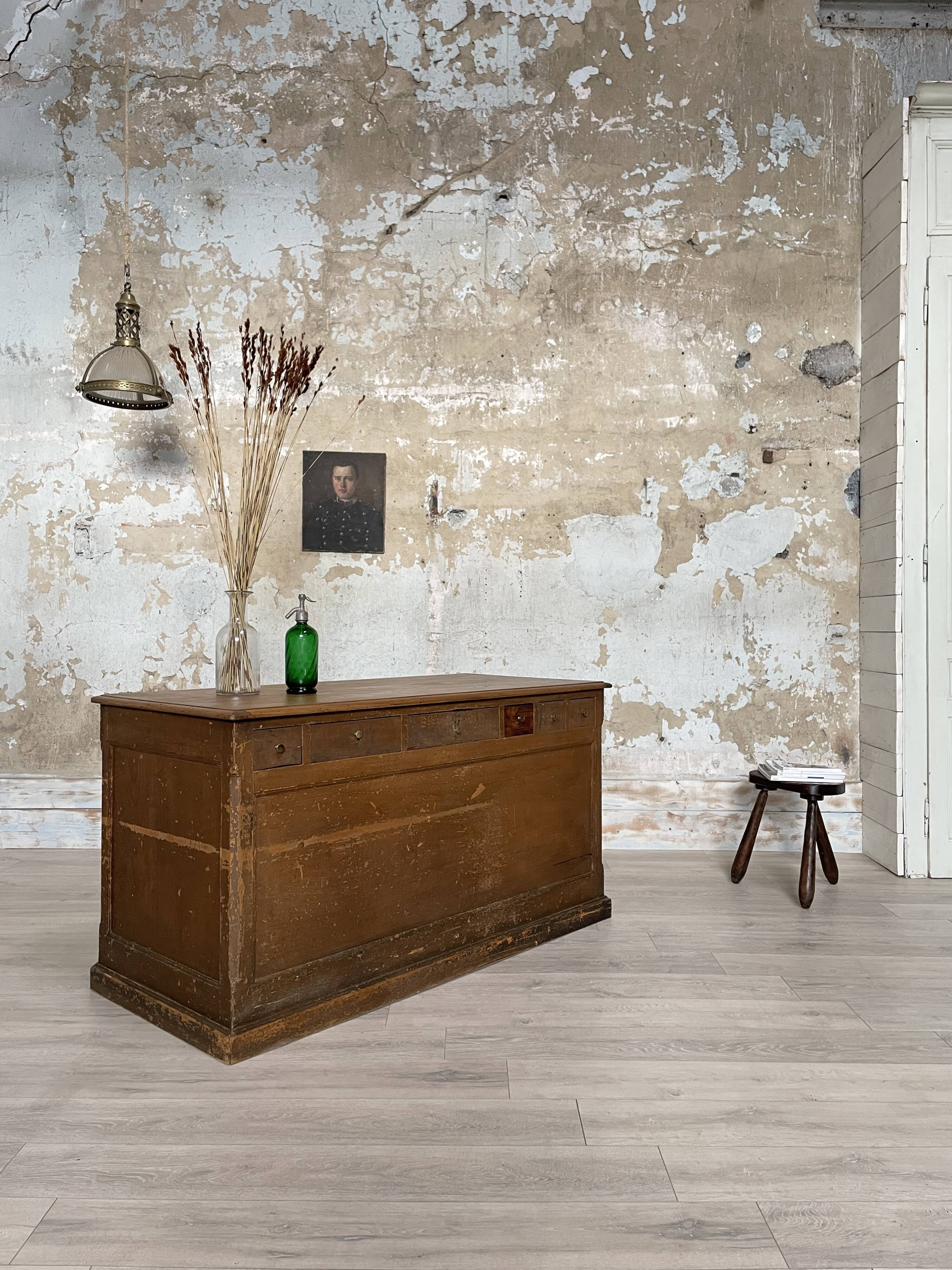 Double-sided trade counter with drawers, circa 1900