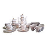 Lomonosov 29-piece porcelain coffee set, cast patterns enhanced with 24k gold