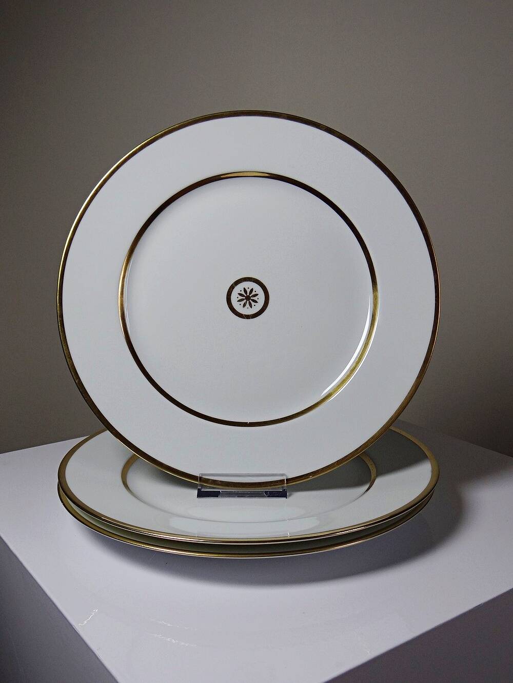 3 flat plates in porcelain Bernardaud Limoges model Sparte vintage