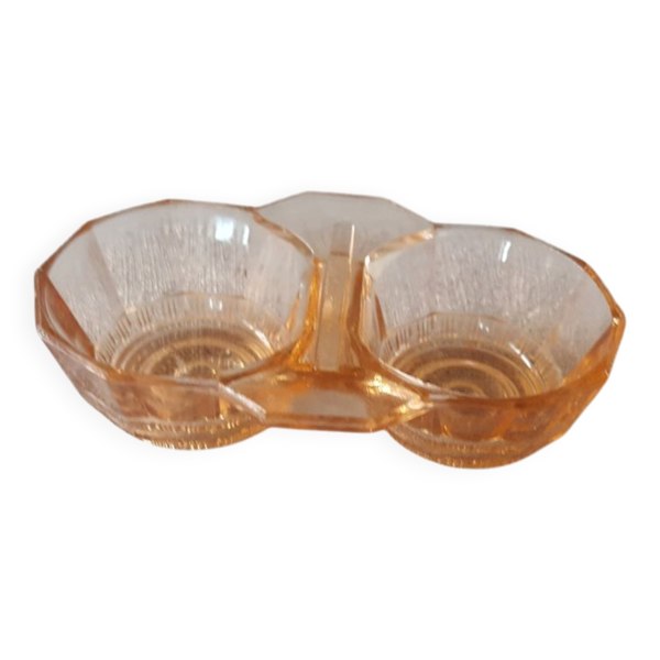 saleron verre rose - salière poivrière - ancien