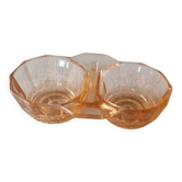 saleron pink glass - salt and pepper shaker - antique