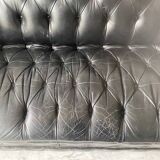 Vintage black leather Chesterfield sofa