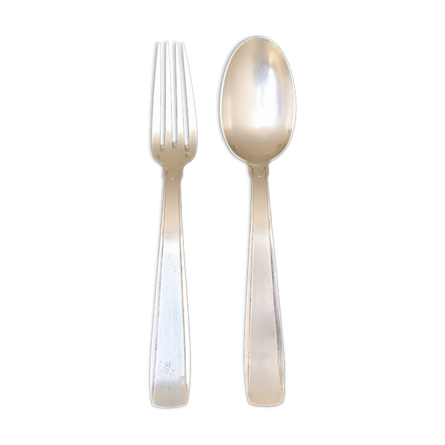 Solid silver fork and spoon Ernest Prost Paris, 1920s-1930s