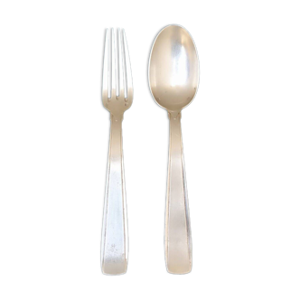 Solid silver fork and spoon Ernest Prost Paris, 1920s-1930s
