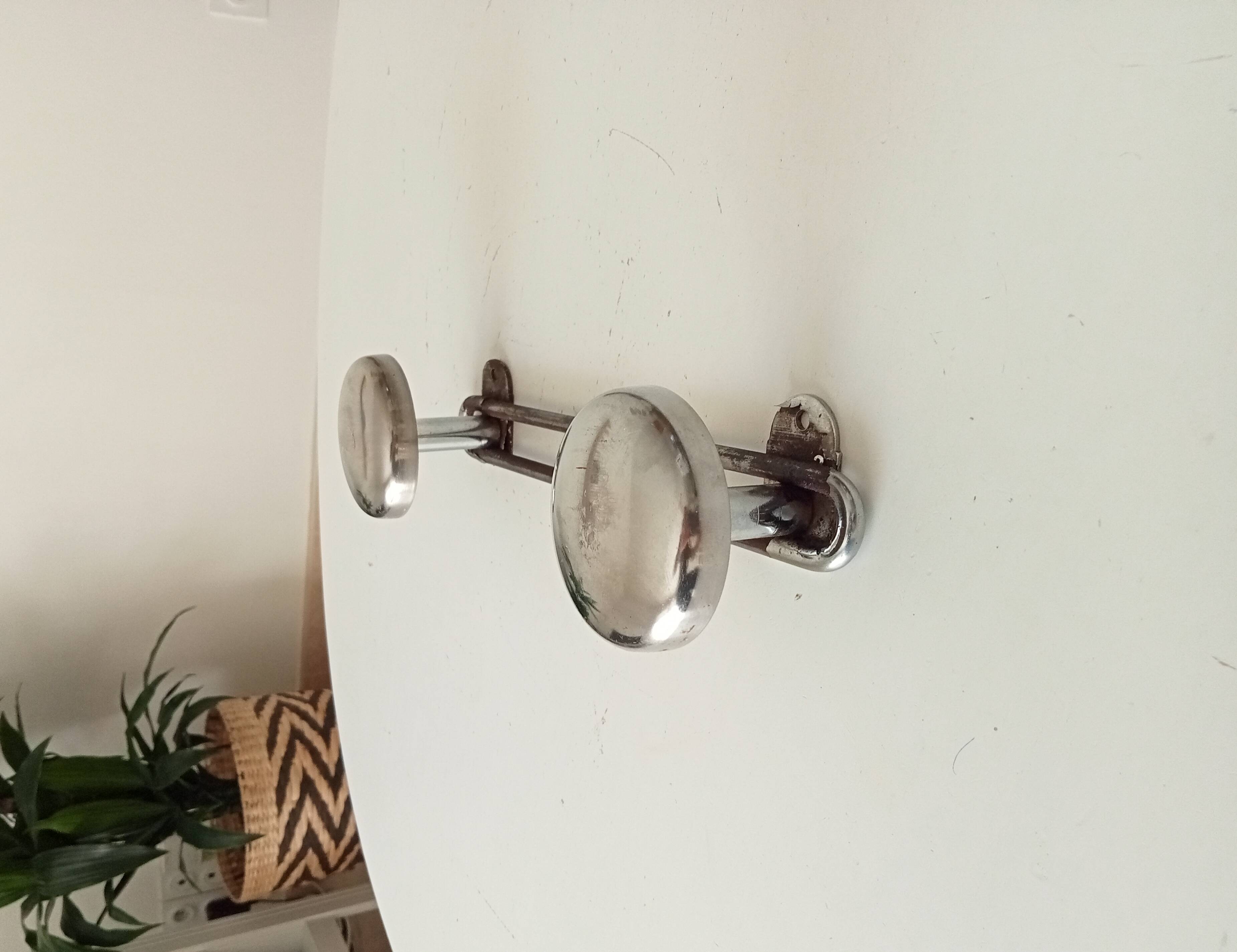 Vintage chrome wall coat rack from the 60s/70s