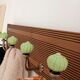 Wall-mounted coat rack with 5 hooks in sage green, stained wood and patinated metal – 50cm