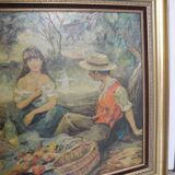 old painting reproduction Marcel Dyf vintage deco repro painting 1960