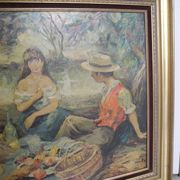 old painting reproduction Marcel Dyf vintage deco repro painting 1960