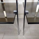 Vintage chrome smoked glass side tables