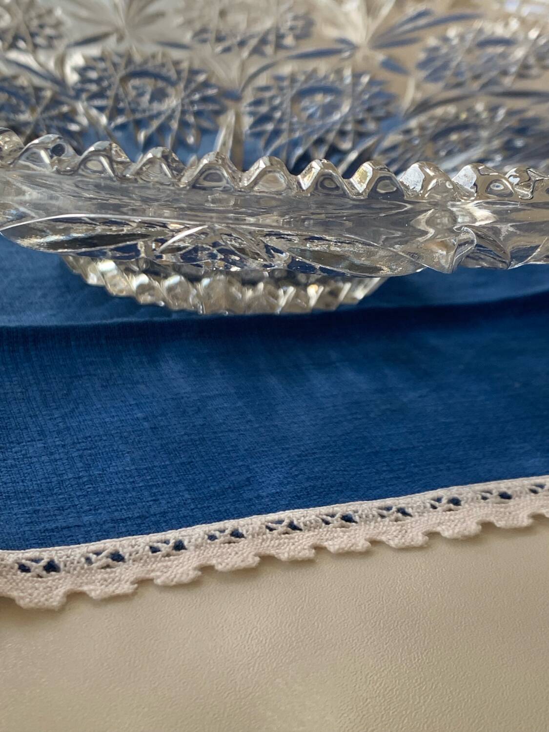 Chiseled glass fruit bowl