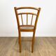Pair of curved wood bistro chairs and studded and perforated seat