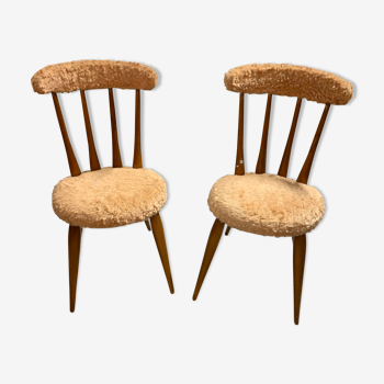 Paire de chaises moumoute vintage