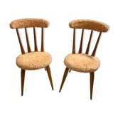 Paire de chaises moumoute vintage