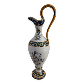 Earthenware ewer with Breton decorations signed Quimper Henriot