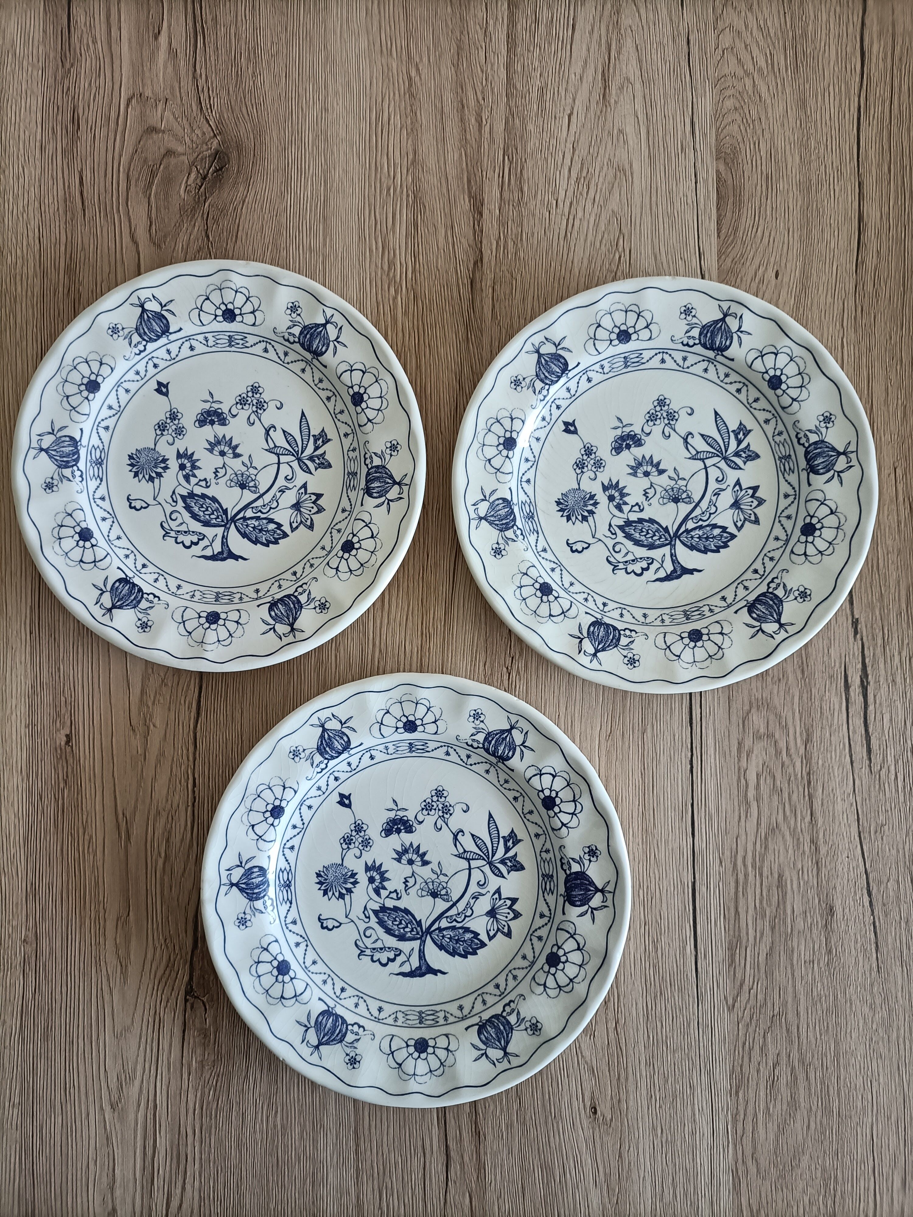 Blue porcelain onion plates