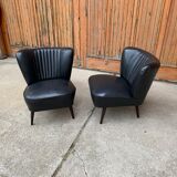 Mid-Century Sky Black Chairs, 1950s, Set of 2