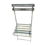 Wooden slatted garden chair with wooden slats and iron foot