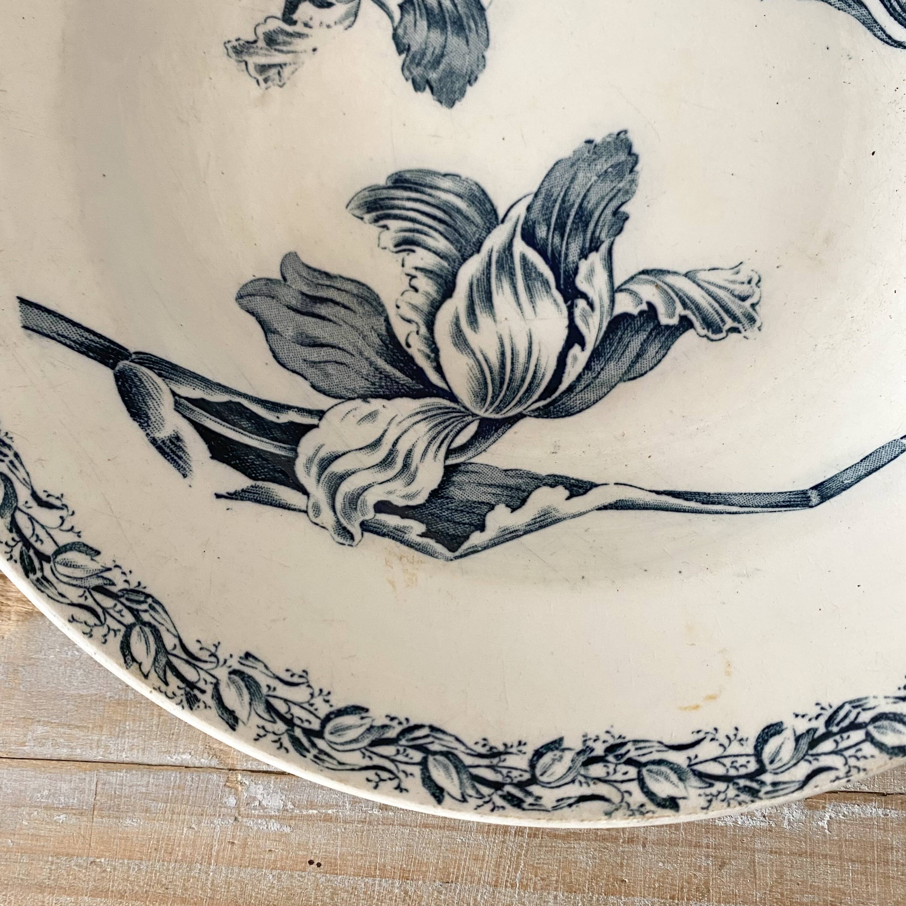 Luneville Tulips ironstone soup plates