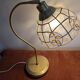 Swan neck lamp. Brass lampshade with mother-of-pearl leaf patterns.