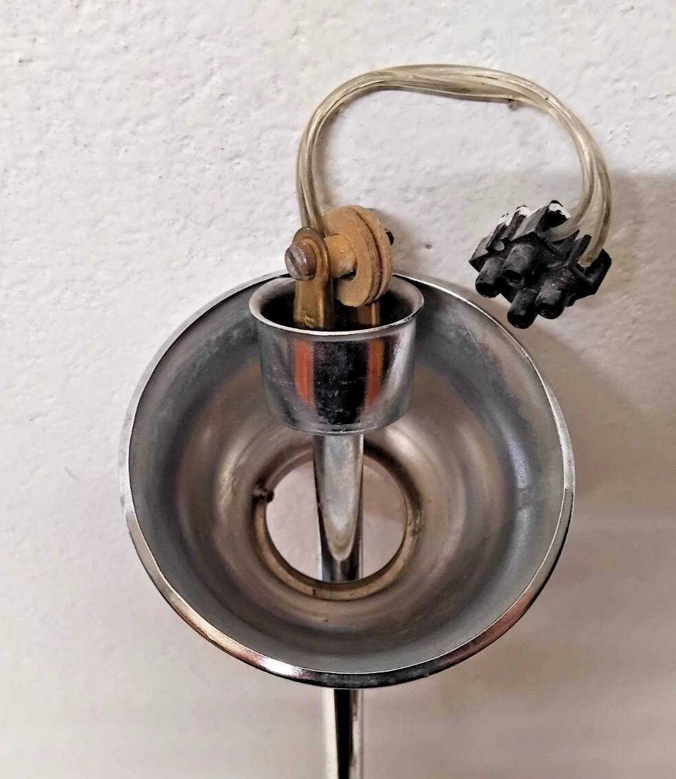 Vintage opaline lampshade chrome duck 2-arm chandelier