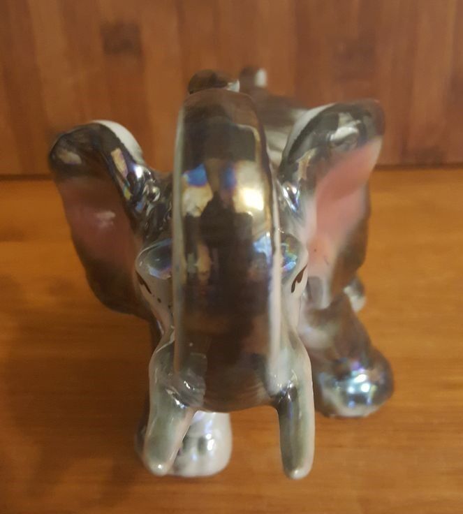 Vintage elephant in iridescent Art Deco ceramic