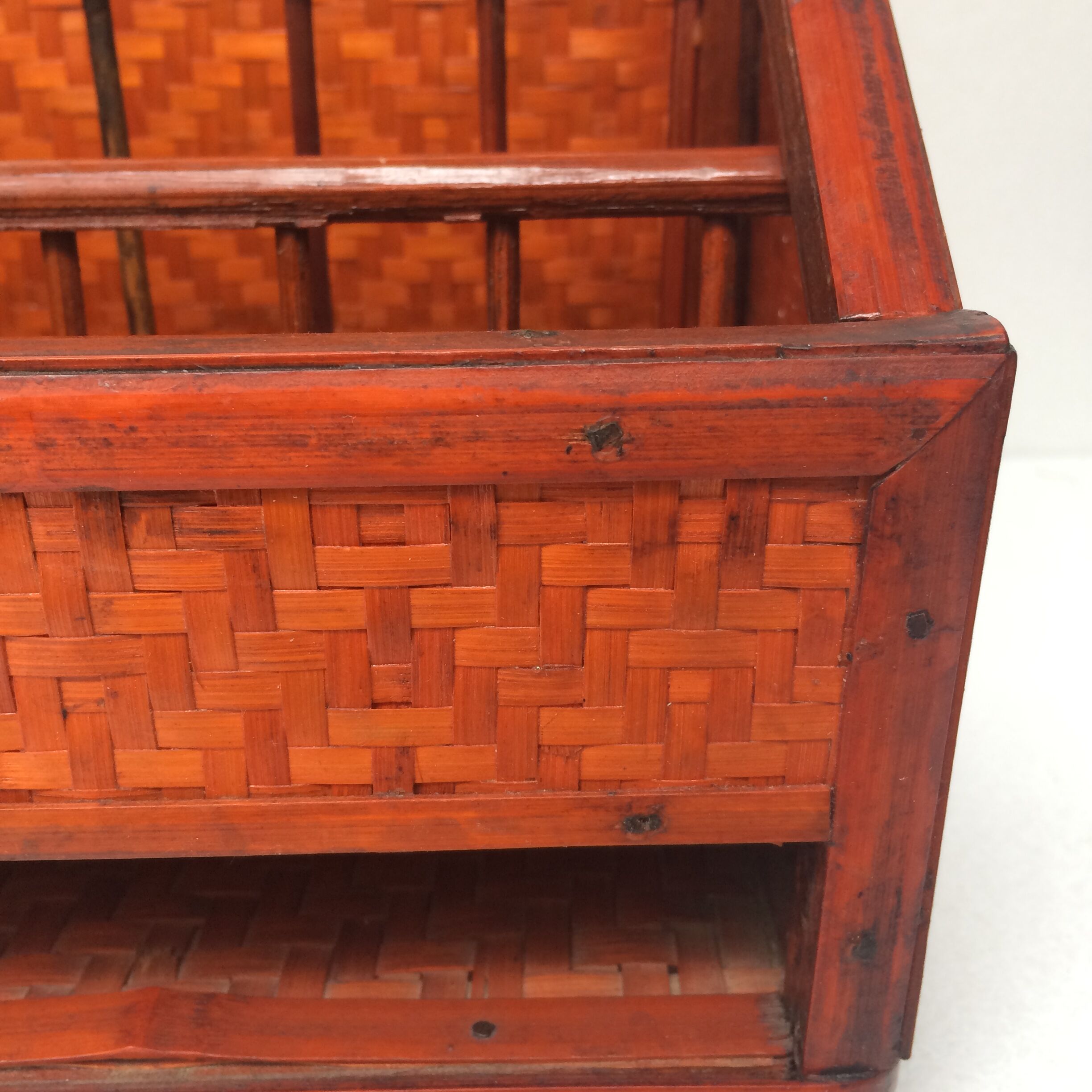 Vintage wicker desk letter holder